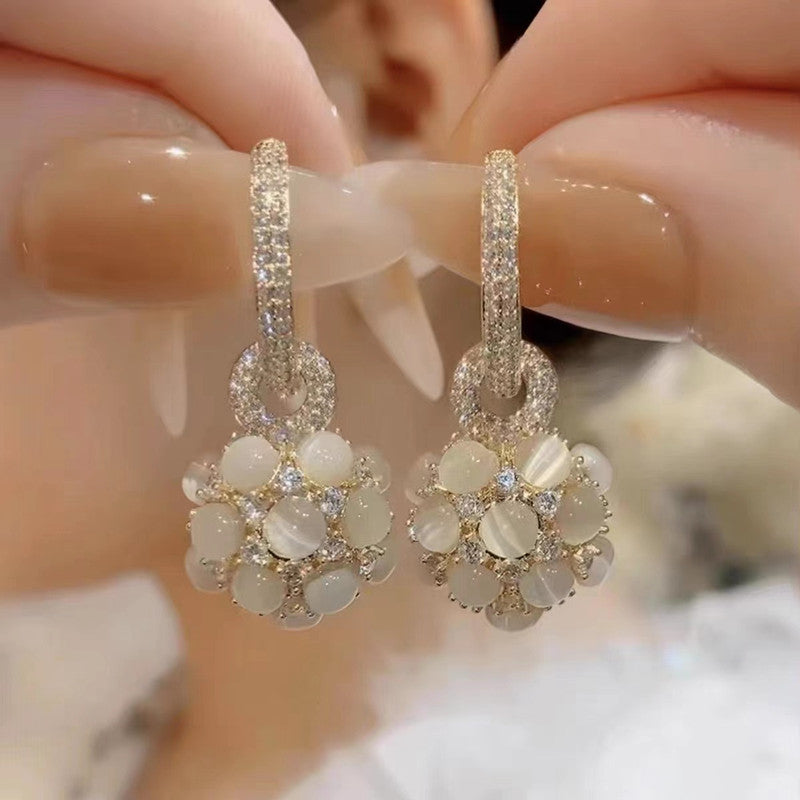 Opal High-grade Light Luxury Temperament Zircon Earrings