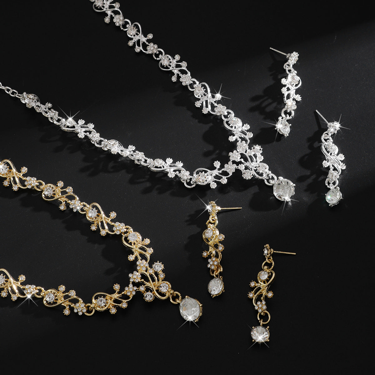 Alloy Suite Bridal Wedding Over Rhinestone Rings