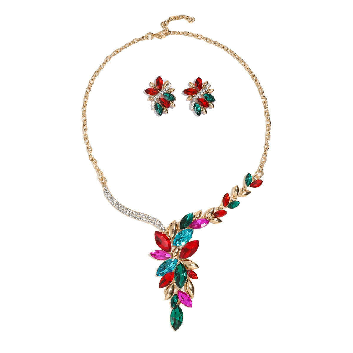 Bridal Alloy Diamond Crystal Glass Color Necklaces
