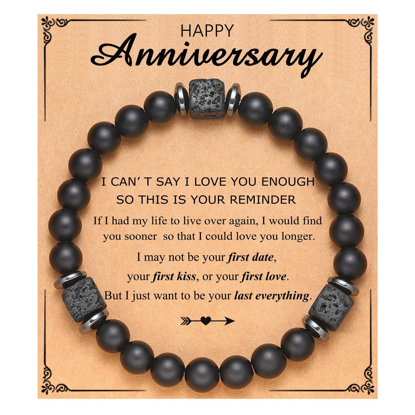 Frosted Square Volcanic Stone Father's Day Bracelets