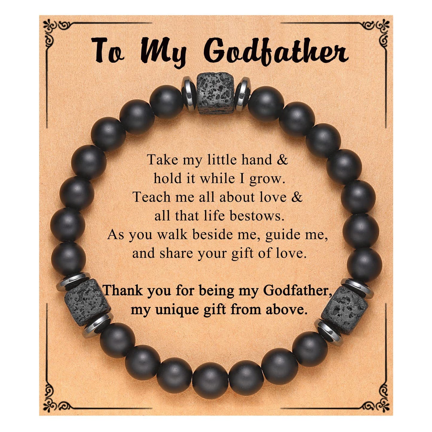 Frosted Square Volcanic Stone Father's Day Bracelets