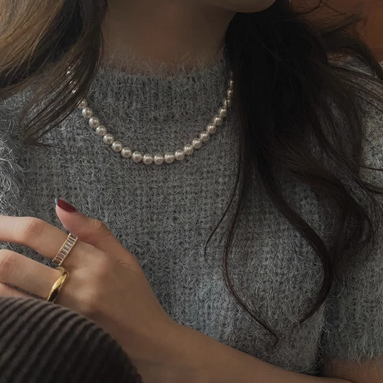 Women's Perfect Circle Pearl Light Luxury Minority Elegant High-grade Sweater Simple Necklace