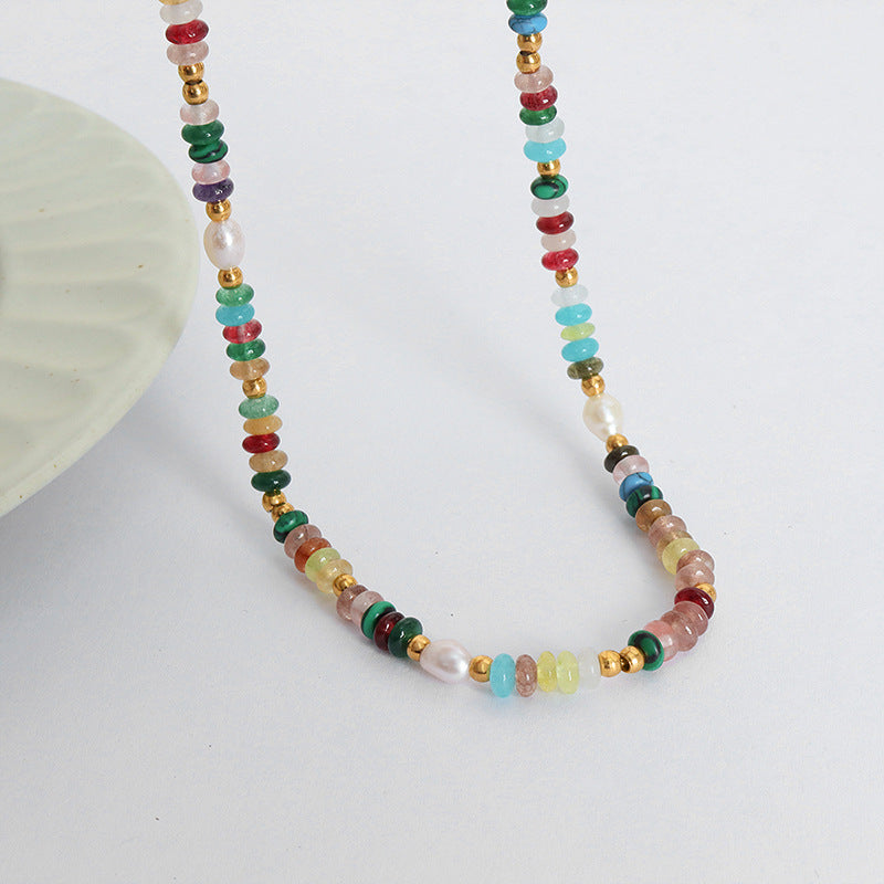 Women's Beaded Natural Stone Freshwater Pearl Personality Queen Jewelry Set