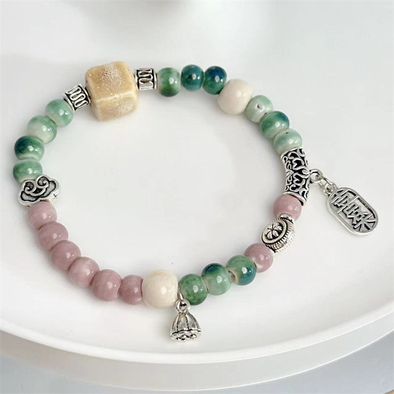 Chinese Style Single Circle Ceramic Female Bracelets