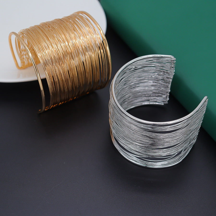 Color Retaining Iron Winding Open-ended Wind Niche Personality Independent Bracelet