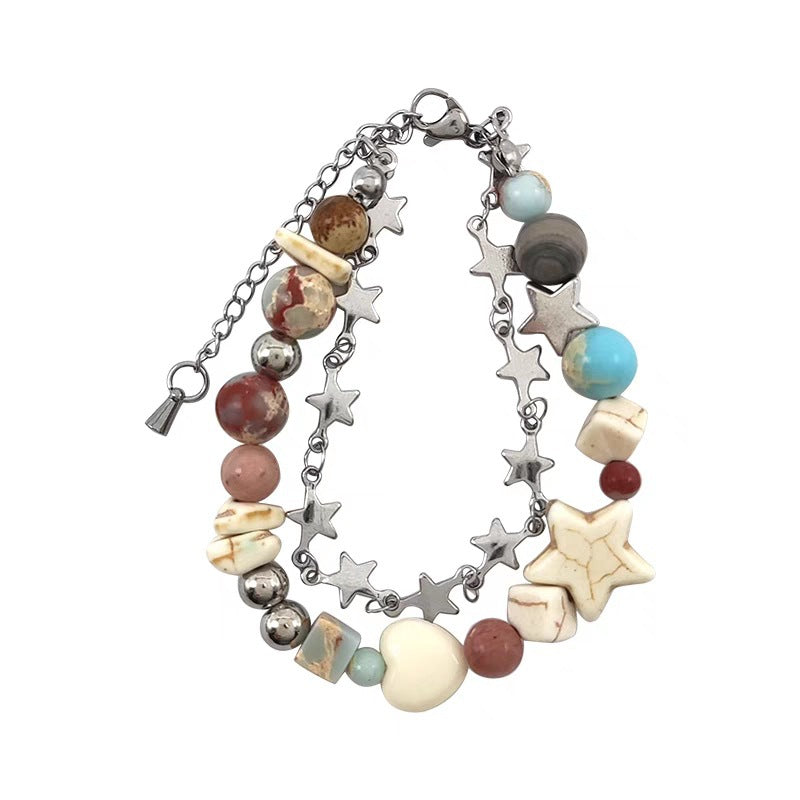 Bracelets doubles couleur crème étoile Pluto Fans