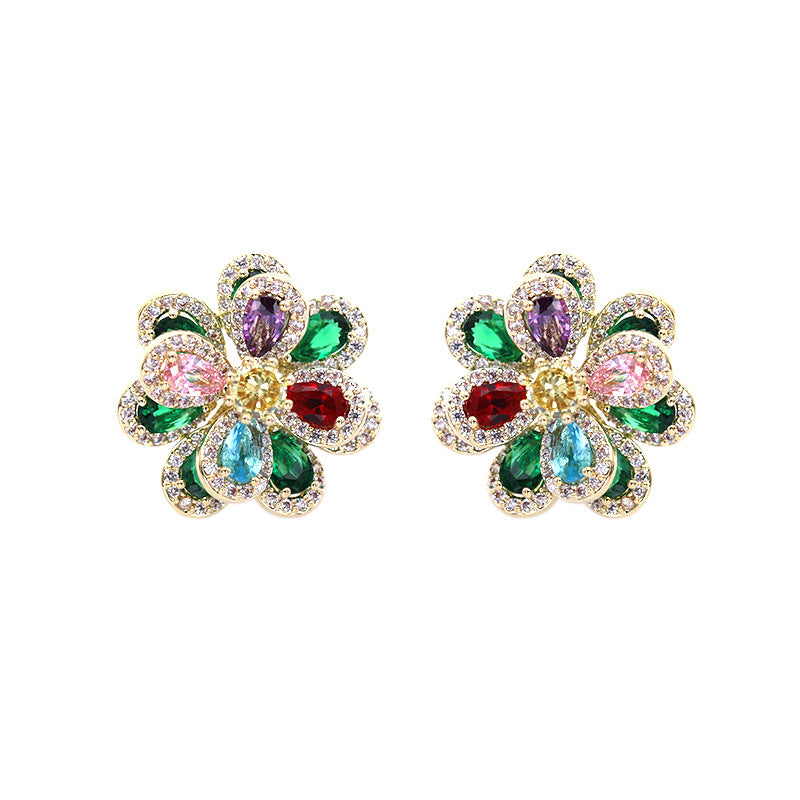 Boucles d'oreilles tridimensionnelles simples à épingle à fleurs pour femmes