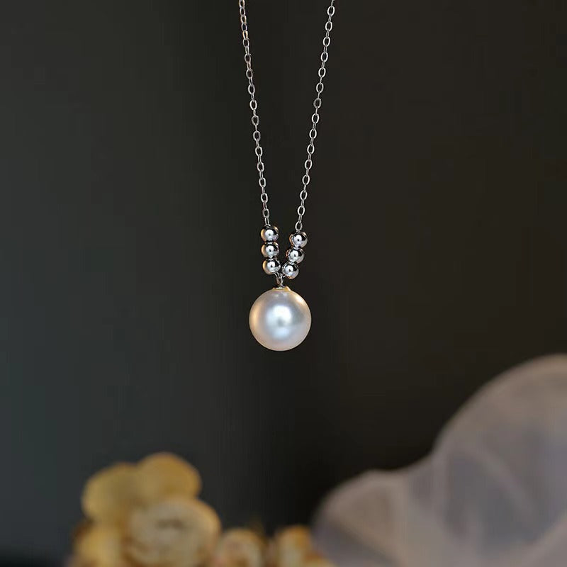 Pearl Titanium Steel Chain Stainless Beads Advanced Light Luxury Minority Necklace