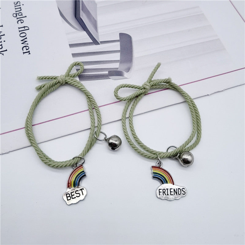 Women's Korean Style Simple Rainbow Clouds Stitching Bracelets