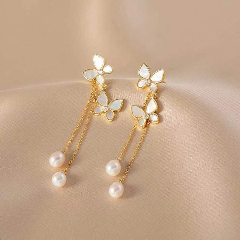 Sier Needle Butterfly Affordable Luxury Fashion Earrings