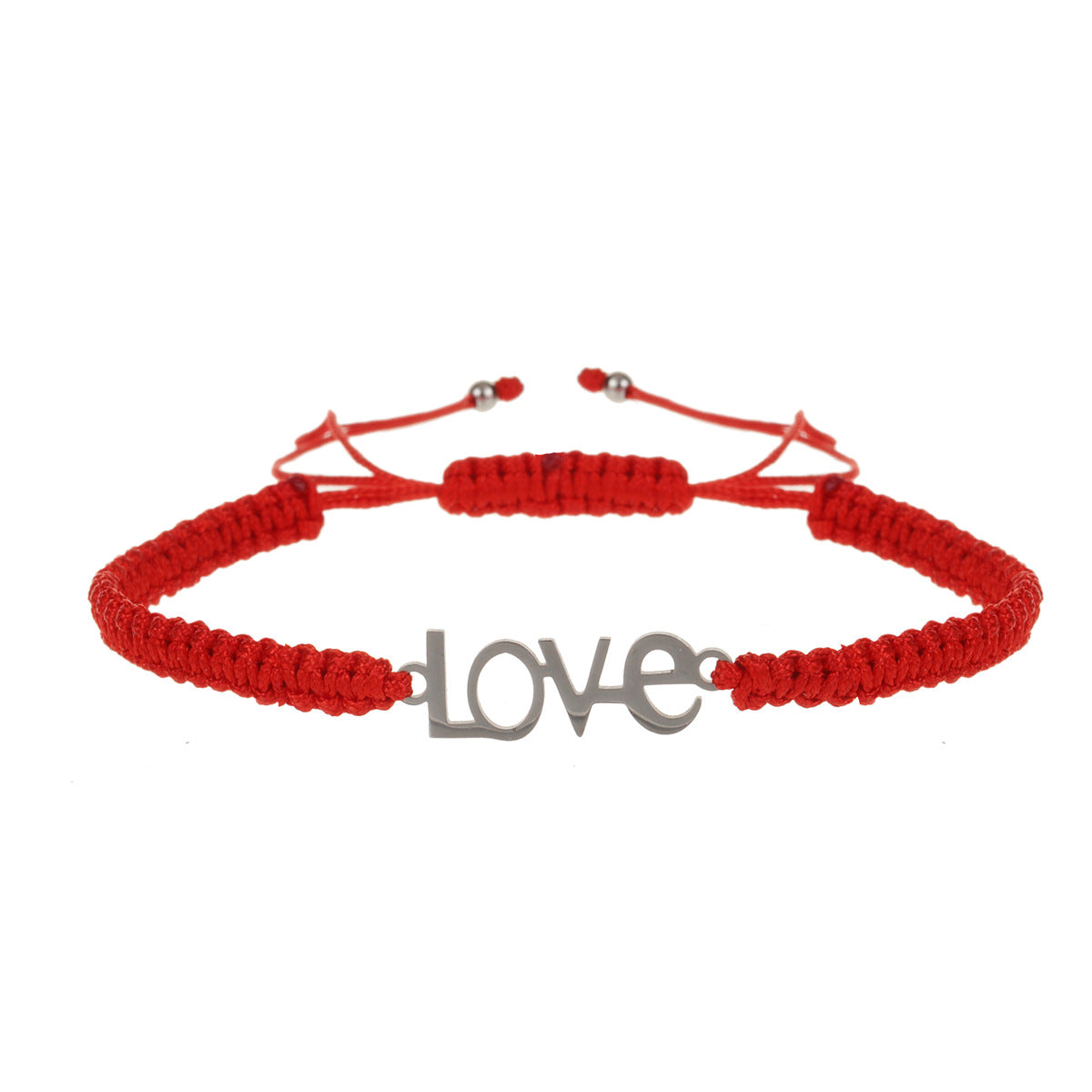 Bracelets simples en acier inoxydable avec corde rouge et papillon