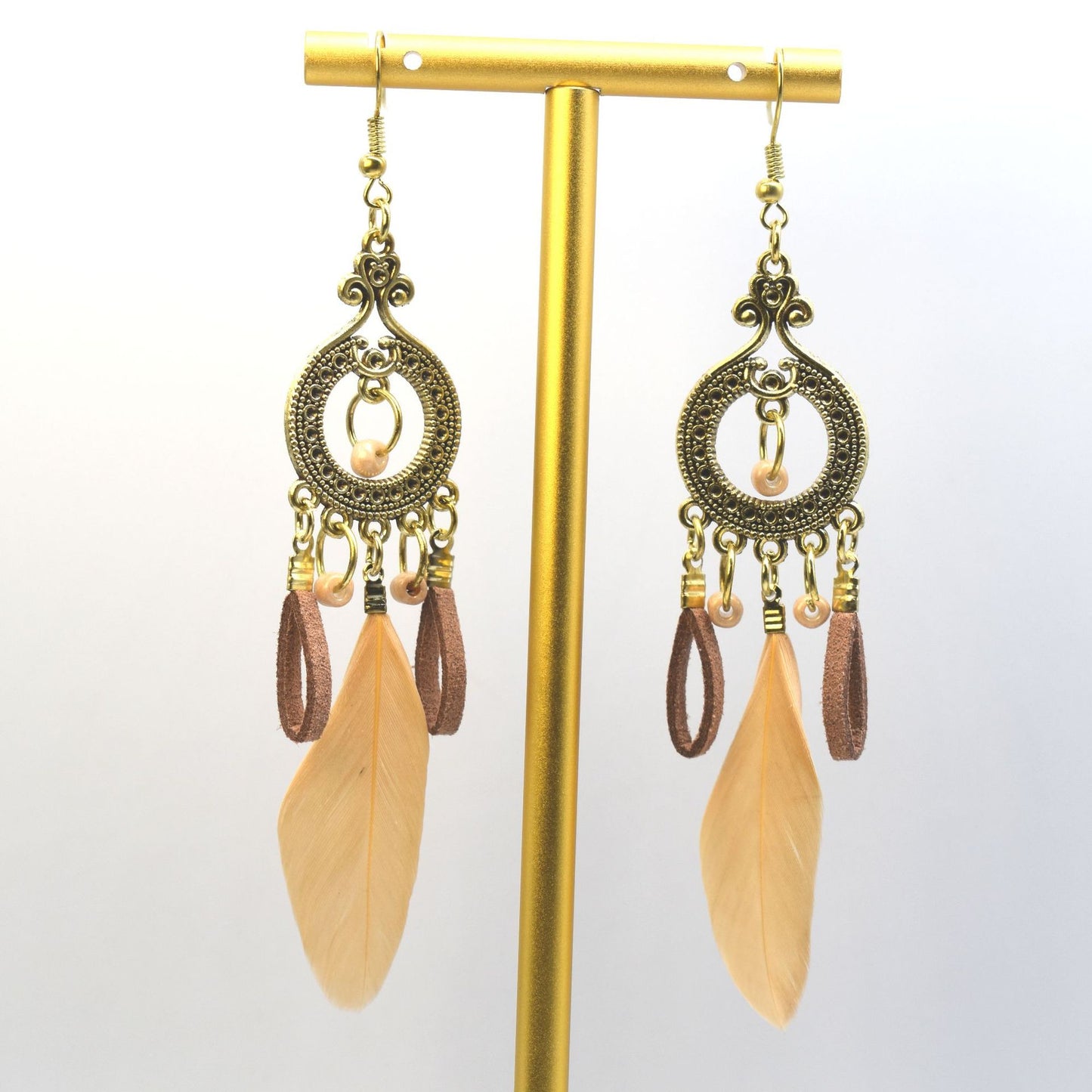Style Vintage Feather Long Holiday Beads String Earrings