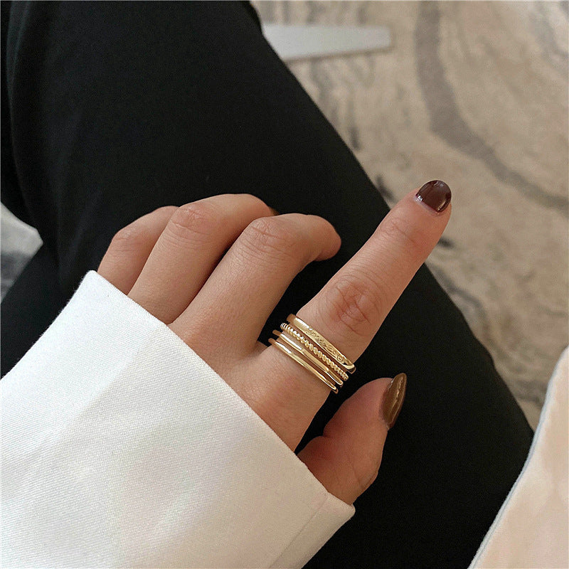 Women's Korean Retro Trendy Cold Open Minimalist Rings