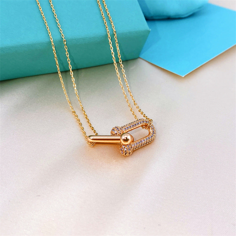 Women's Diamond Horseshoe Clavicle Chain Versatile Personality Necklaces