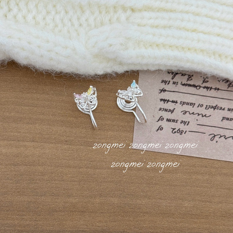 Super Cute Inlaid Color Zirconium Butterfly Small Mini Delicate Mosquito Ear Clip