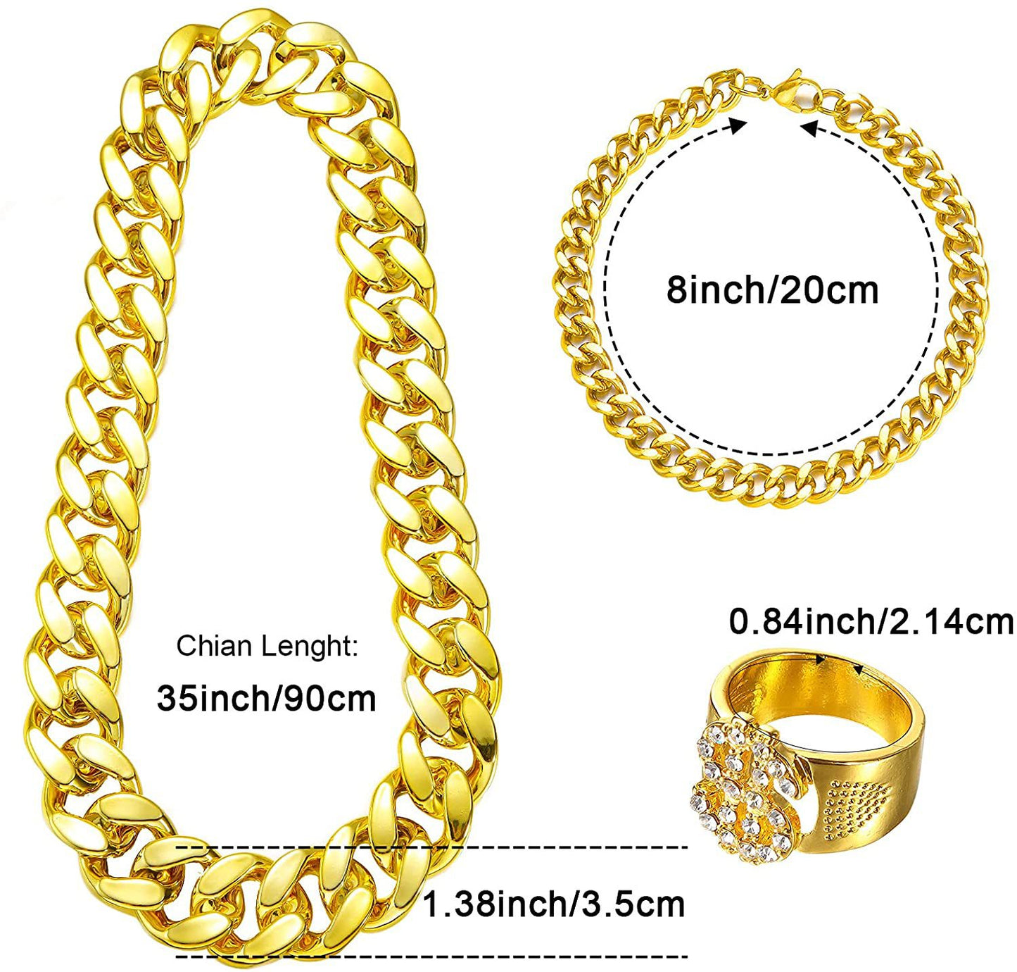 Hip Hop Exaggerated Punk Dollar Alloy Jewelry Set