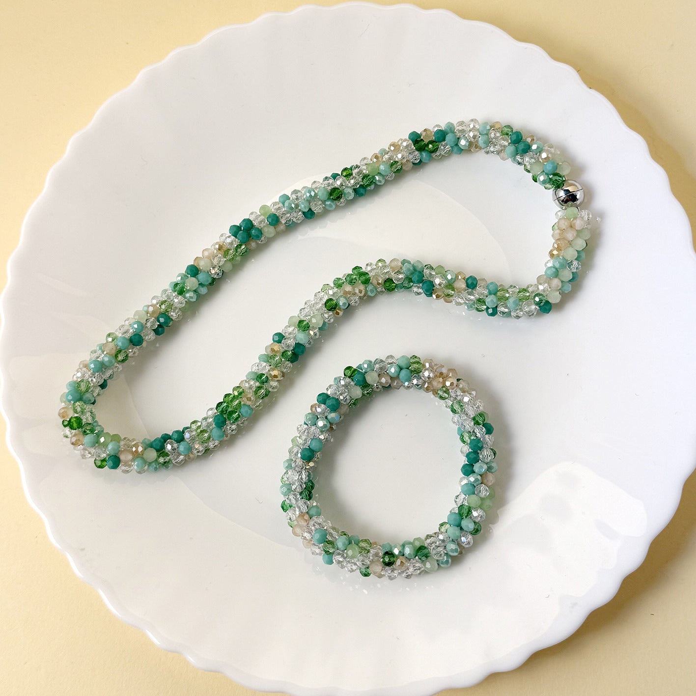 Colorful Crystal Suit Hand-woven Beads Fashion Jewelry Set