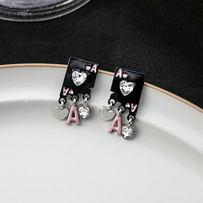 Women's Hop Playing Card Niche Design Distressed Earrings