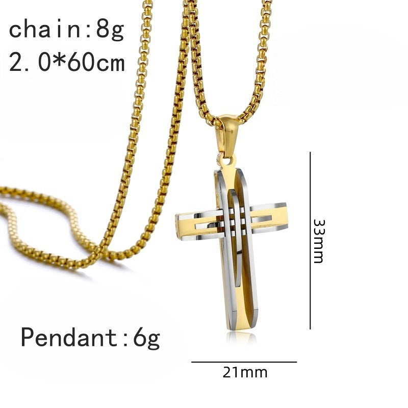 Fashion Design Combination Cross Trendy Stainless Necklace