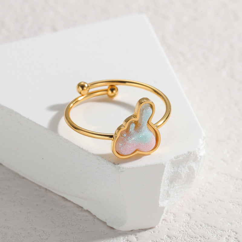 Stainless Steel Butterfly Female Light Luxury Ring