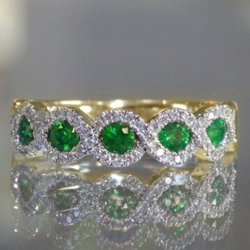 Ruby Engagement Grandmother Green Zircon Hand Rings