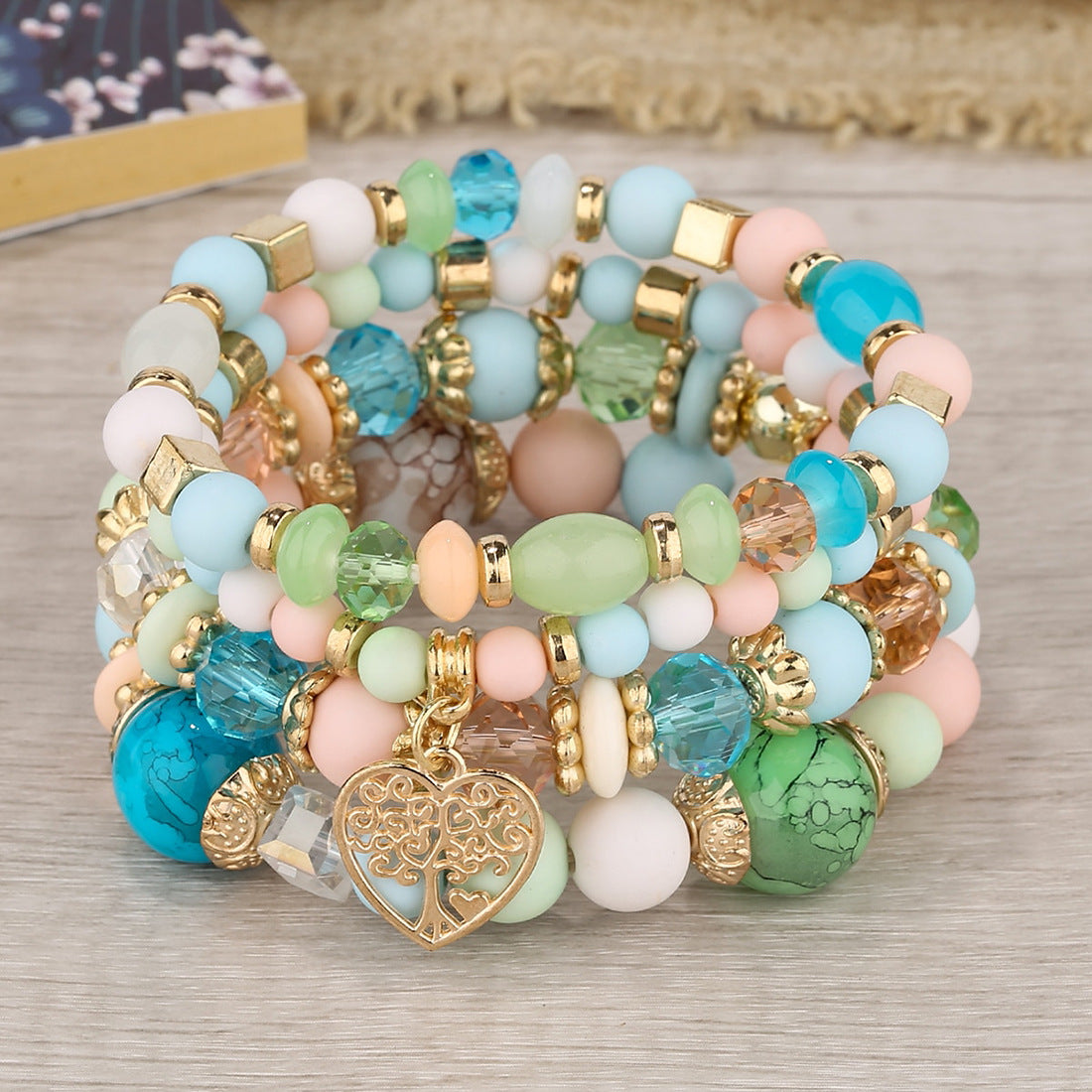 Fashion Bohemian Ethnic Style Crystal Peach Bracelets