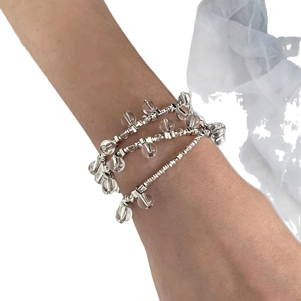 Cold Fairy Crystal Hand Twin Tassel Clavicle Necklace