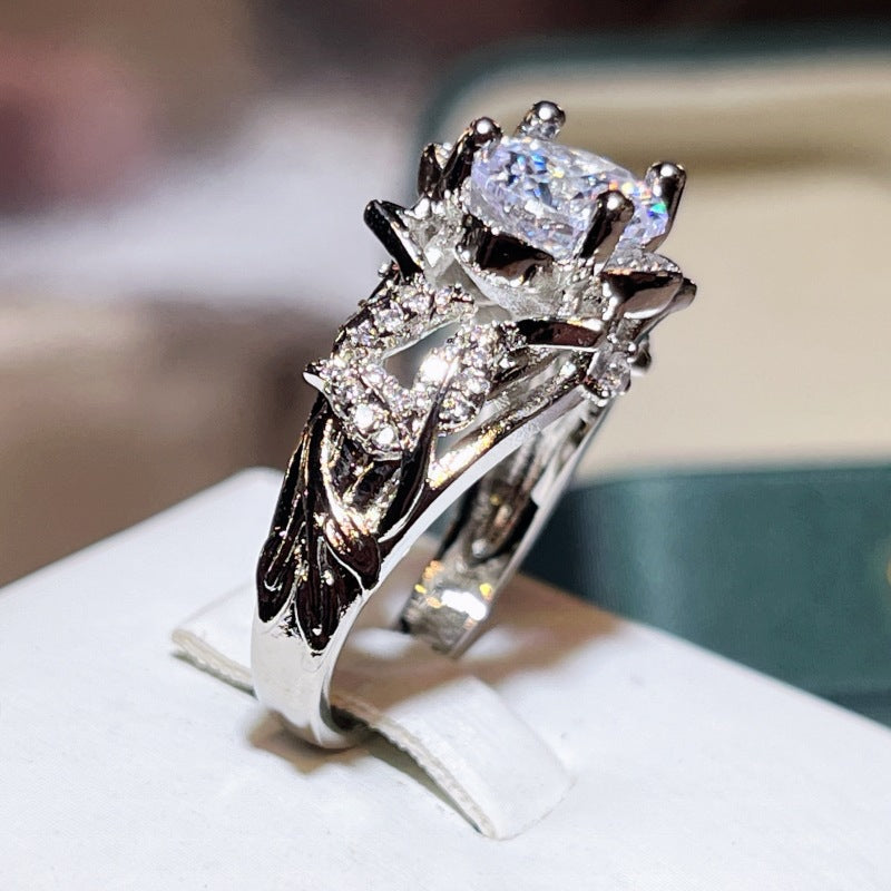 Creative Exaggerated Personalized Style Flower Branch Ring