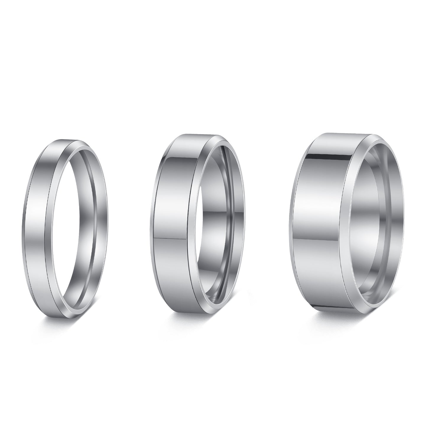 Women's & Men's Glossy Double Beveled Titanium Steel Wide Fashion Ring