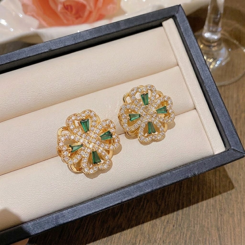 Rotating Degree Rotation Heart-shaped Zircon Clavicle Rings