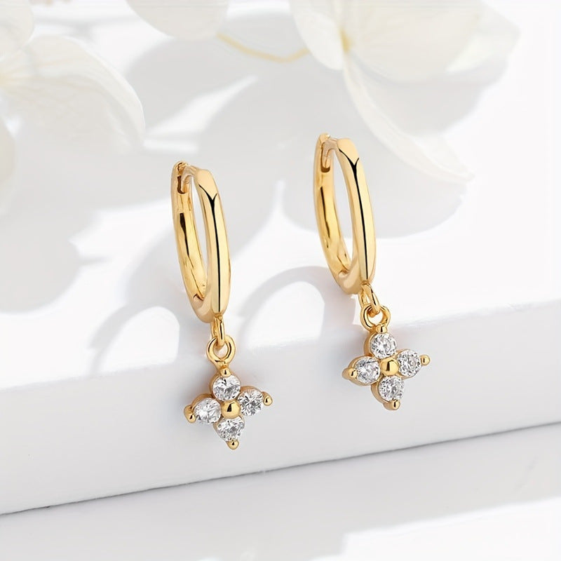 Trendy Four-leaf Flower Floral Sweet Ear Clip Earrings
