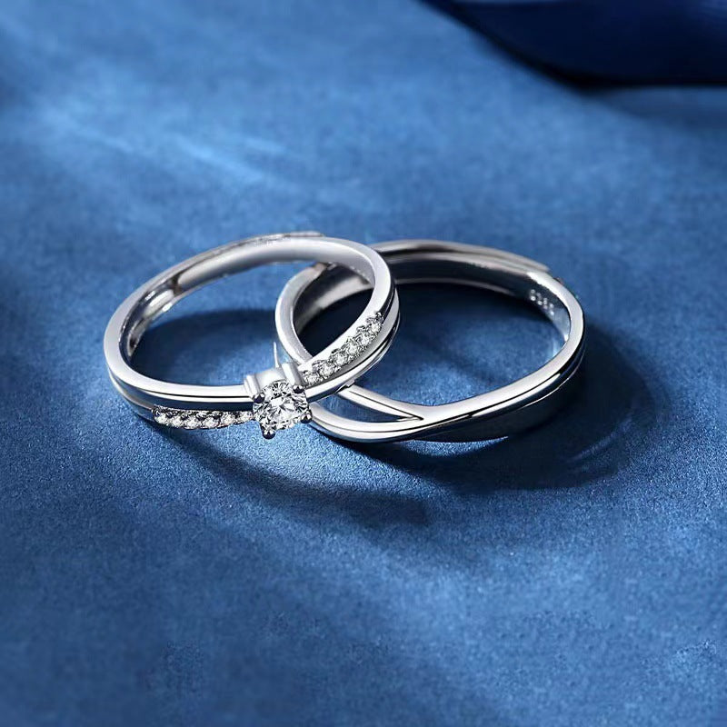 Women's & Men's Full Sugar Sweetheart Couple One Pair Diamond Ring