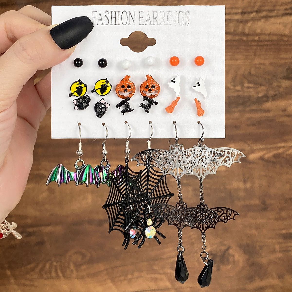 Halloween Personalized Niche Dripping Bat Spider Earrings