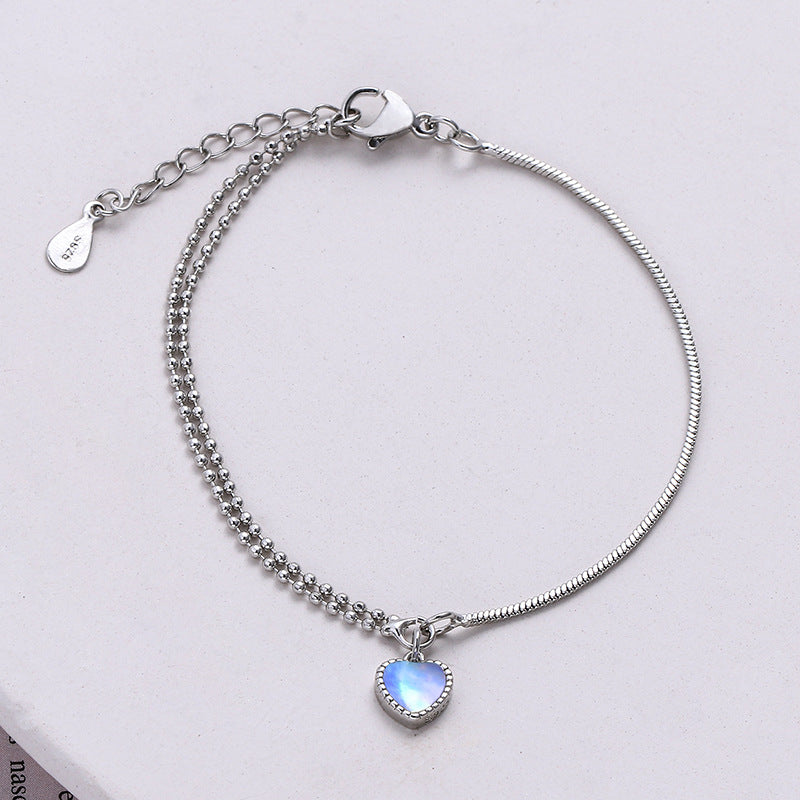 Bracelets en pierre de lune en forme de cœur pour femmes, mignons et doux