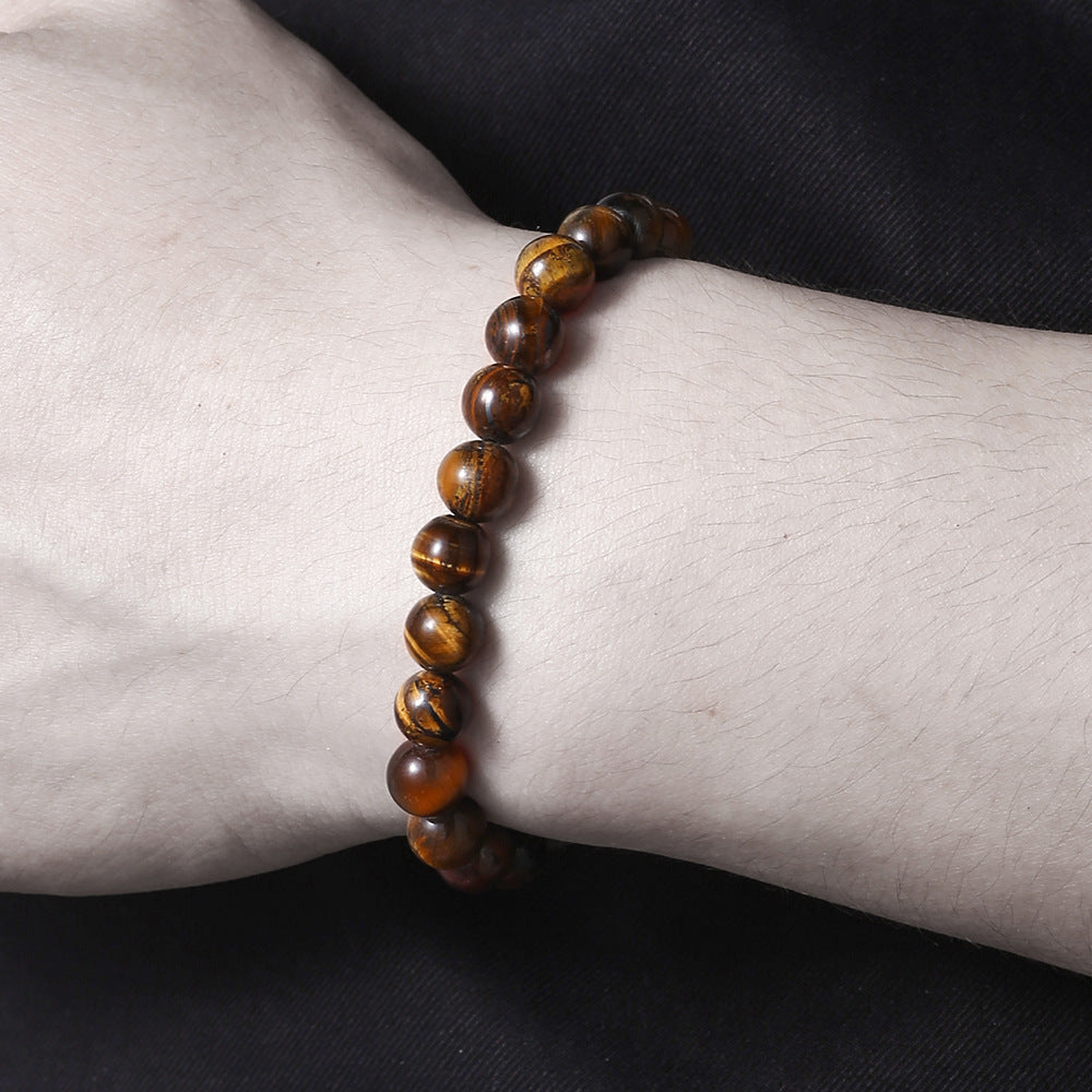 Men's Charm Beaded And Solid Color Tigereye Bracelets