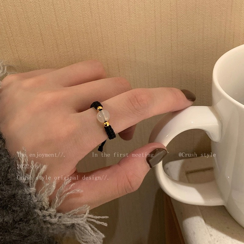 Opal Copper Coin Retro Fashion Chalcedony Niche Rings