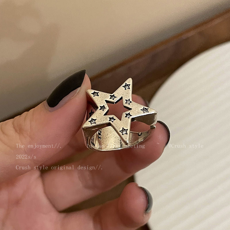Star Metal Open Female Design Hip Hop Cold Wind Ring