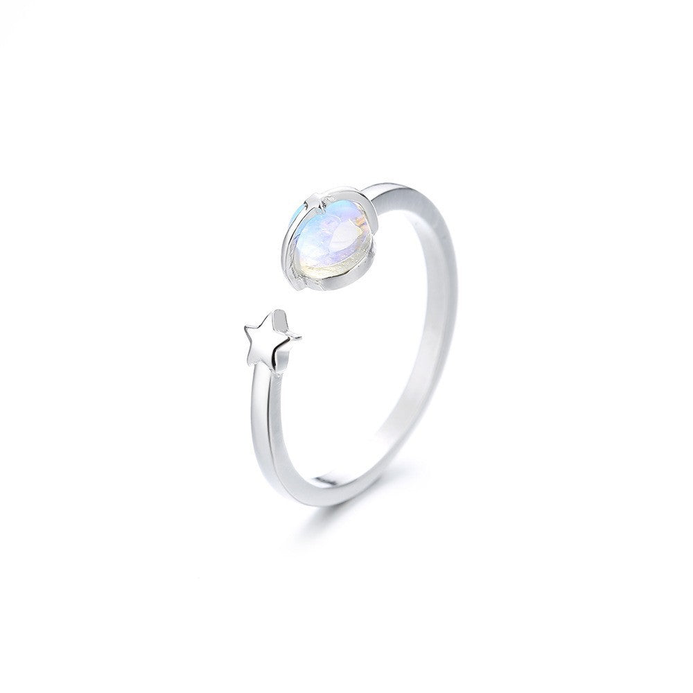 High Sense Moonstone Starry Ball Female Design Magic Rings