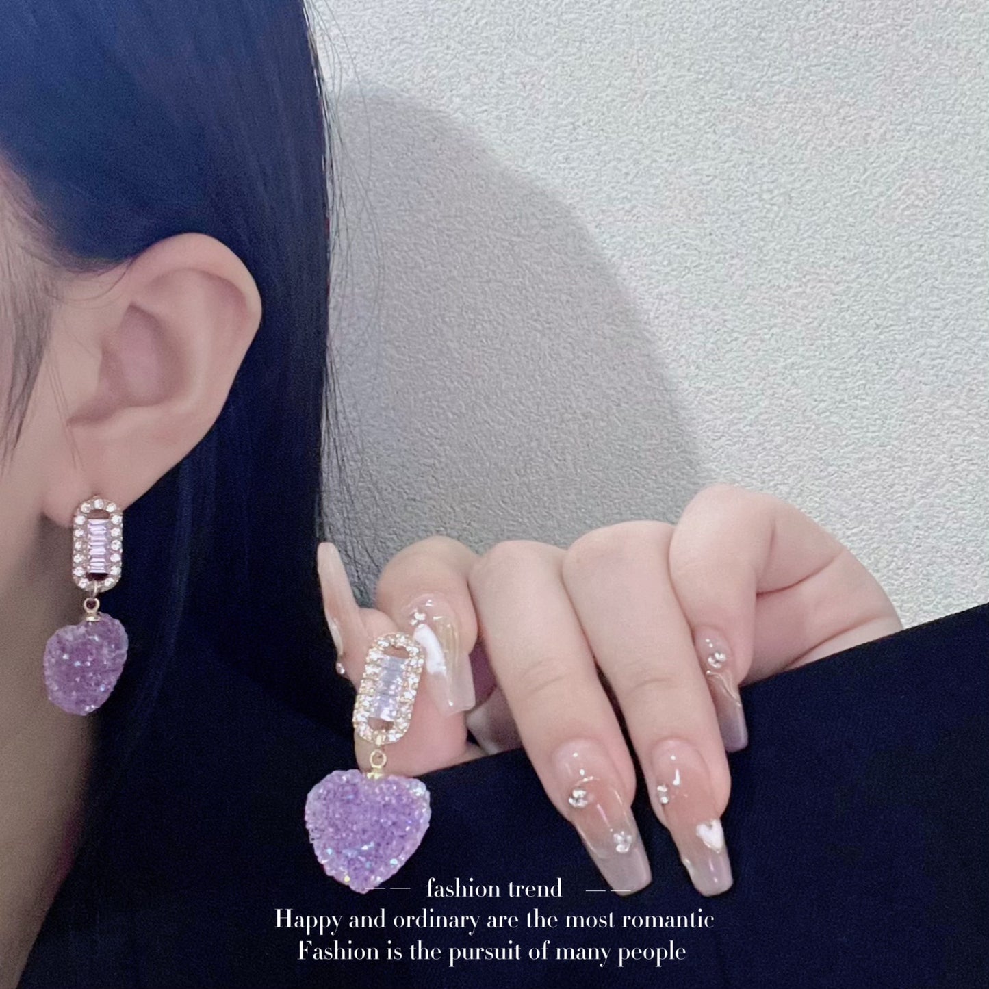 Purple Soft Candy Peach Heart Female Rings