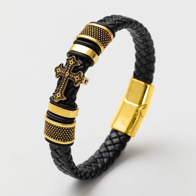 Men's Leather Hand-woven Authentic Weave Cross Retro Bracelets