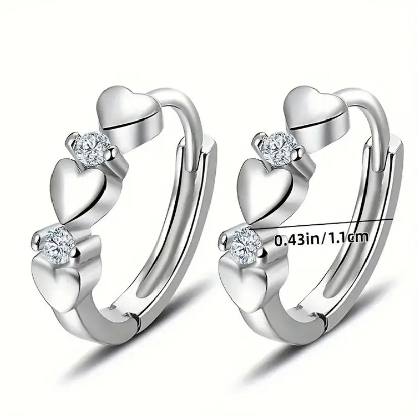 Korean Fashion Exquisite Love Ear Clip Female Inlaid Zircon Peach Earrings