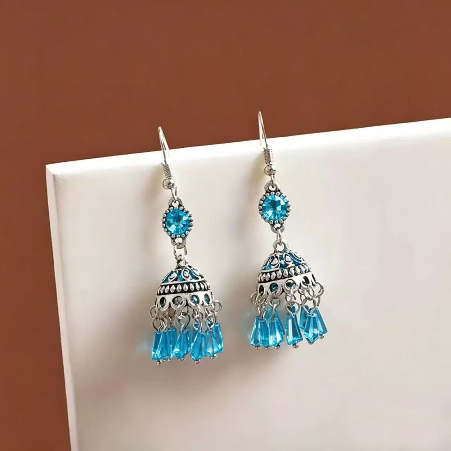 Ethnic Style Tassel Long Bohemian Crystal Yunnan Summer Earrings