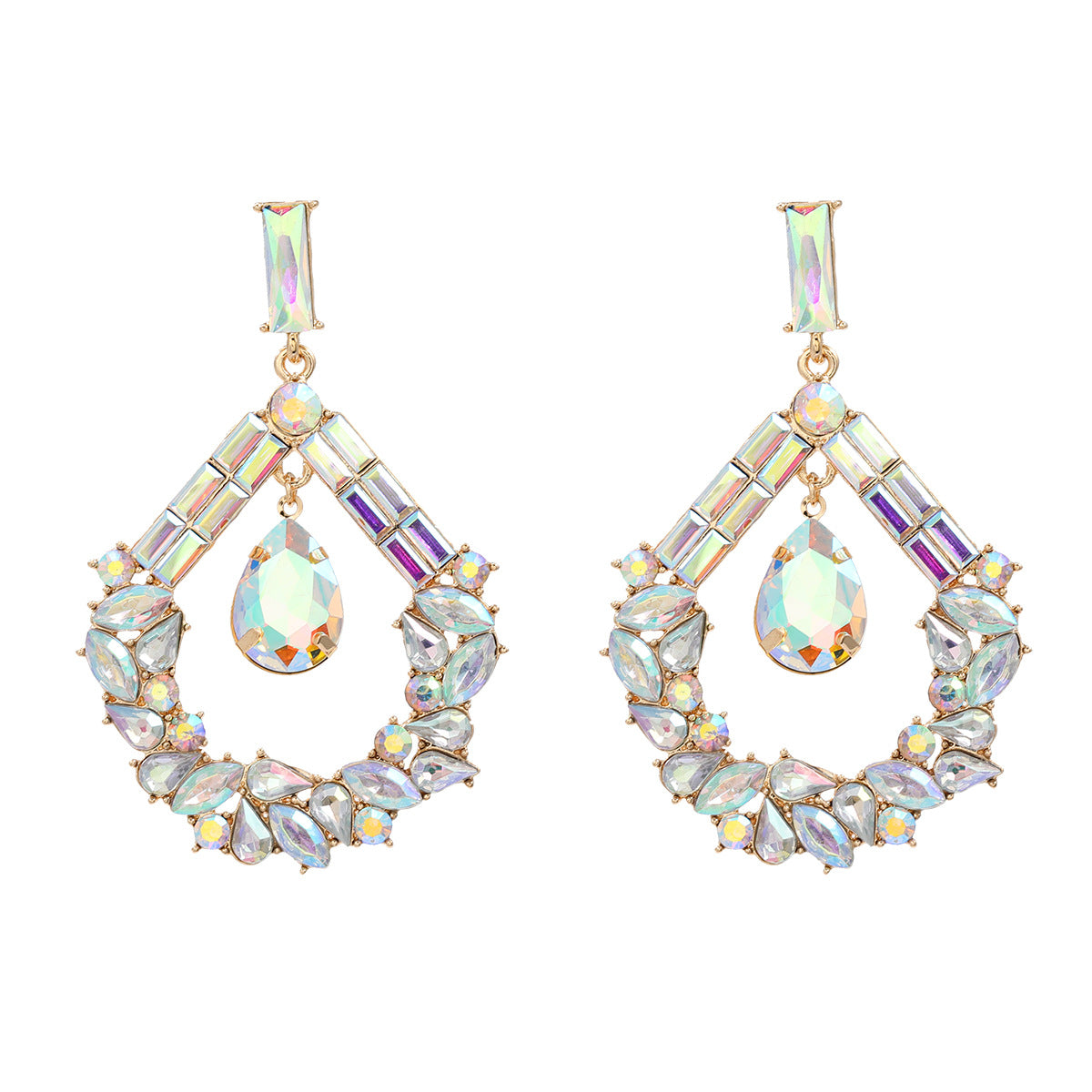 Colorful Crystals Drop-shaped Female Bohemian Style Earrings