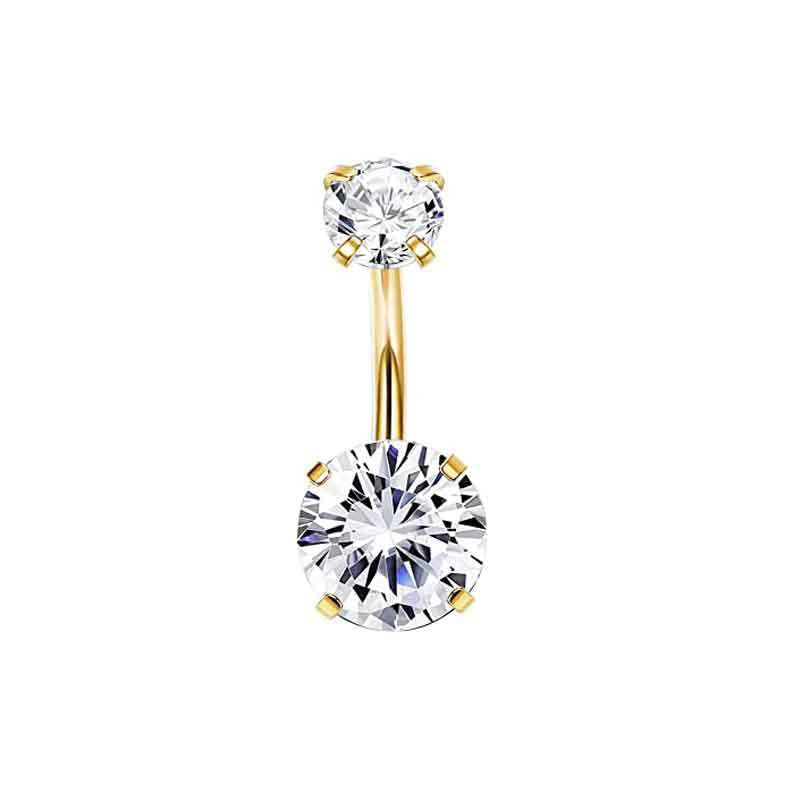 Gold Belly Rhinestone Zircon Style Navel Buckle Earrings