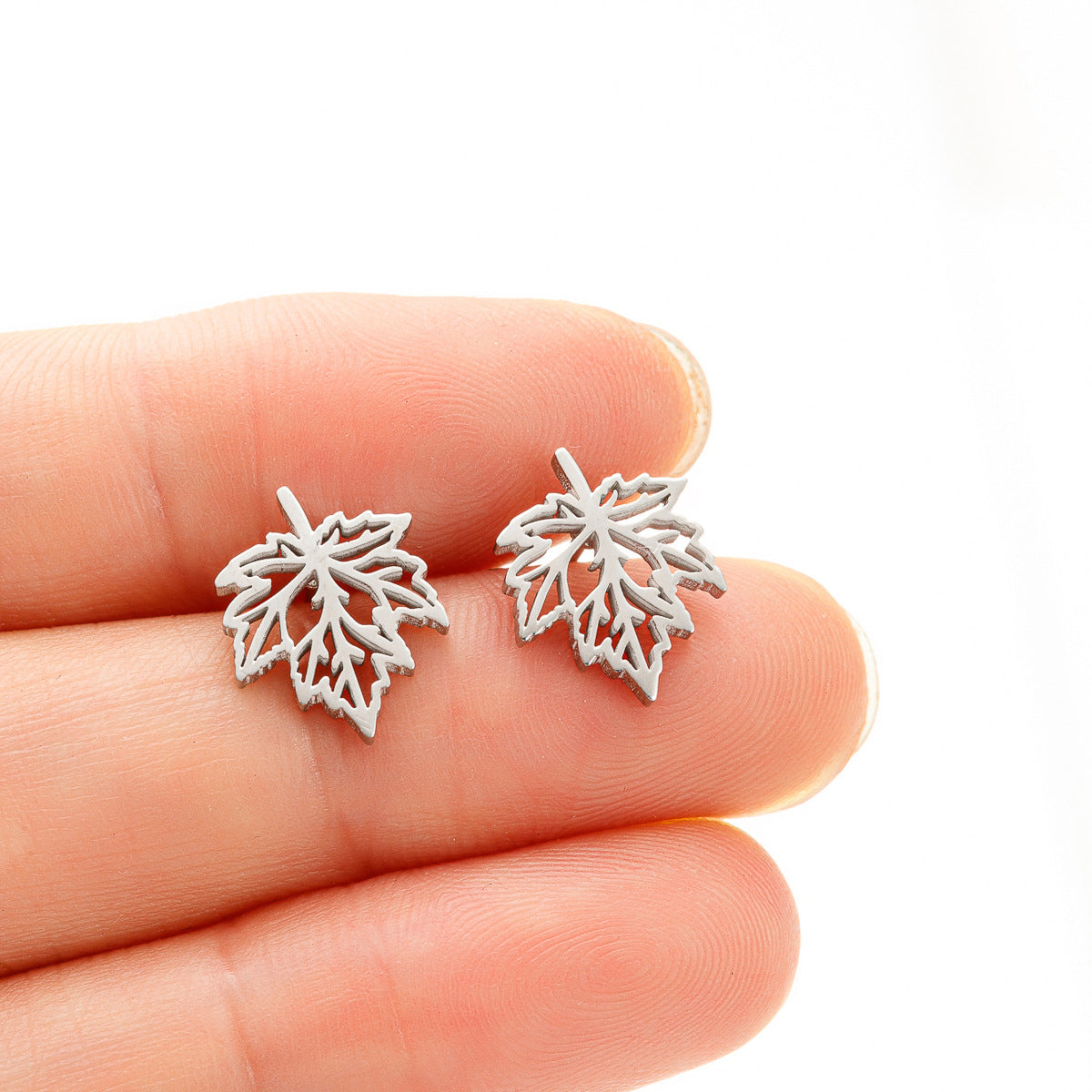 Fashion Personality Hollow Out Maple Leaf Light Earrings