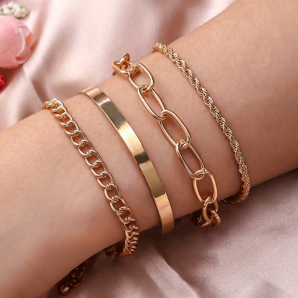 Simple Gold Thick Chain Fashion Style Bracelets