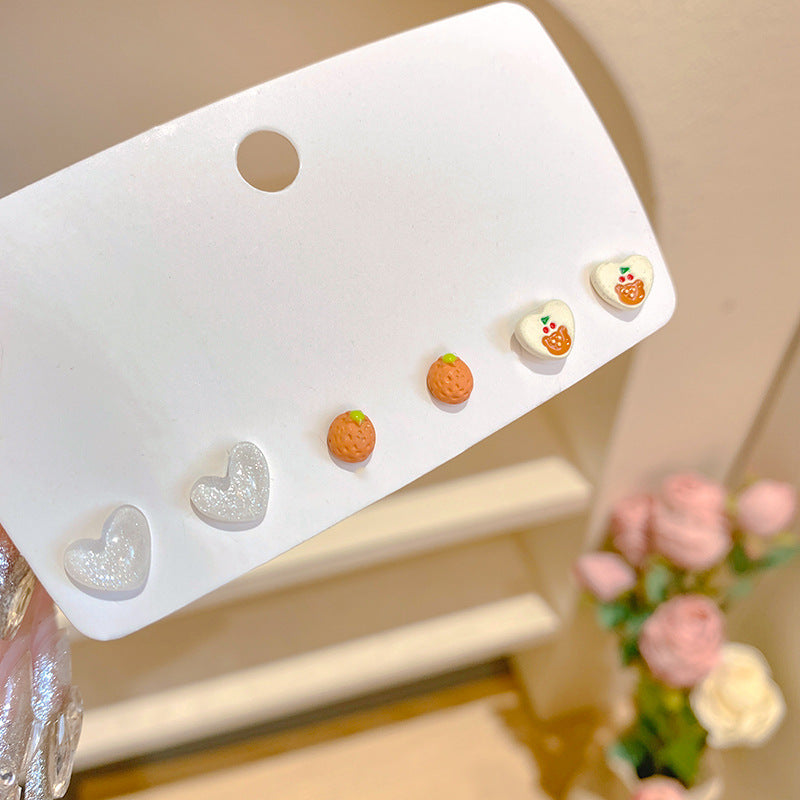 Women's Petite Combination Mori Style High-grade Sweet Temperament Sier Ear Earrings