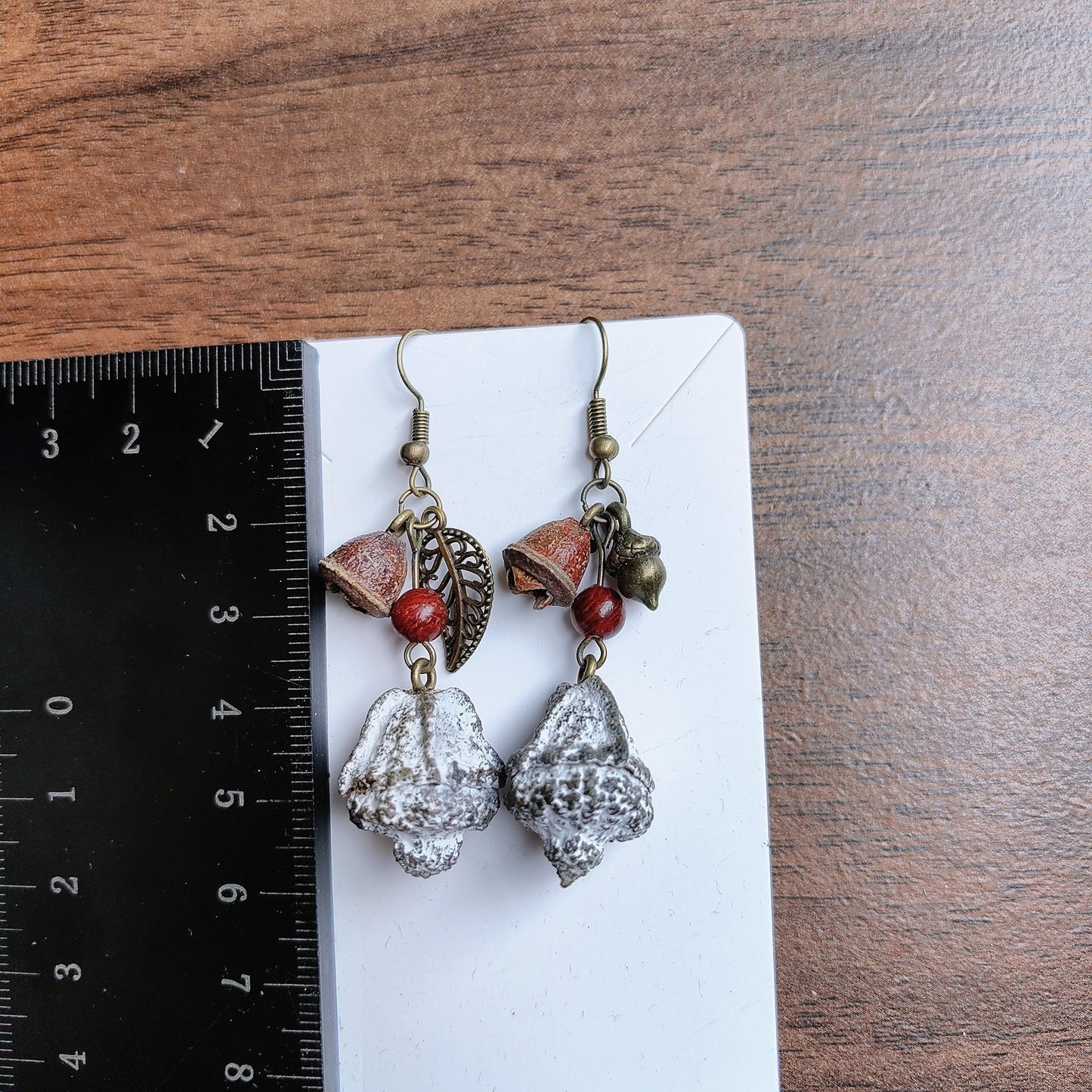 Wooden Chinese Style Art Retro Ear Clip Golden Bell Bodhi Earrings