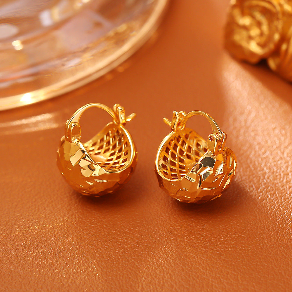 Mush Ice High-grade Fashion U-shaped Copper Plated Real Gold Design Earrings