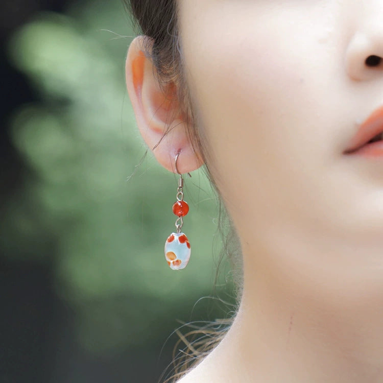 Bohemian Style Single Wear Peacock Fur Earrings